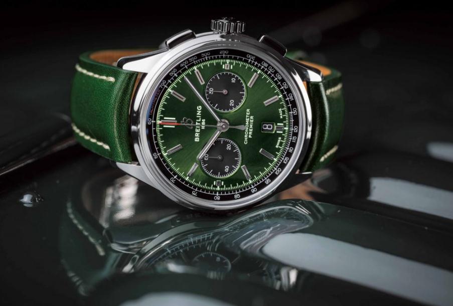 Reloj réplica Breitling Premier B01 Chronograph 42 Bentley British Racing Green con esfera verde
